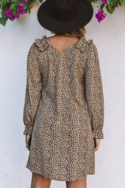 Leopard V-Neck Long Sleeve Dress - Hello Afton