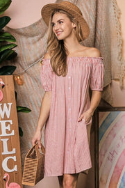 Off The Shoulder Dress with CF Button Detail