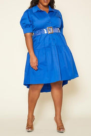 Plus Size High Low Tiered Collar Dress
