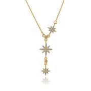 Gold Three Star Lariat Necklace