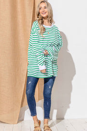 And The Why Oversized Striped Balloon Sleeve Top - Hello Afton