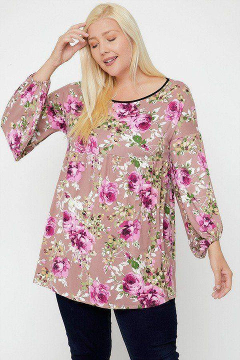 Floral, Bubble Sleeve Tunic