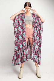 Rayon Challis Ruffle Bottom Maxi Open Kimono