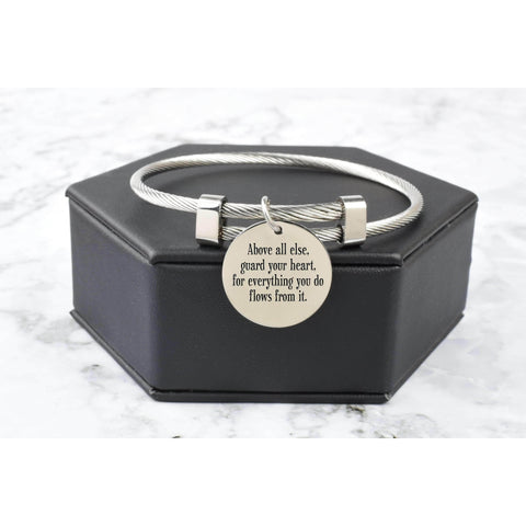 Solid Stainless Steel Inspirational Cable Bangle